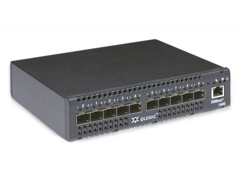 SB1404-10AS-21 QLogic SANbox 1400 10-Ports 10/100Base-T RJ-45 4Gbps Fibre Channel Switch without SFPs (Refurbished)