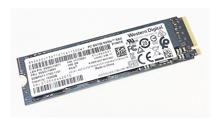 SDBPNTY-1T00-1101 Western Digital PC SN730 Series 1TB PCI Express NVMe 3.0 x4 M.2 2280 Solid State Drive (SSD)