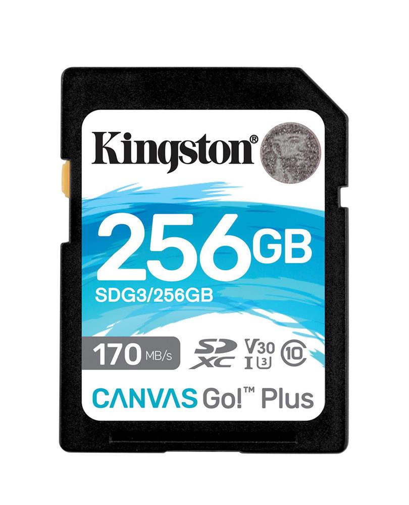 SDG3/256GBCR Kingston Canvas Go Plus 256GB Secure Digital (SD) Class 10 UHS-I U3 170MB/s Read/70MB/s Write Memory Card