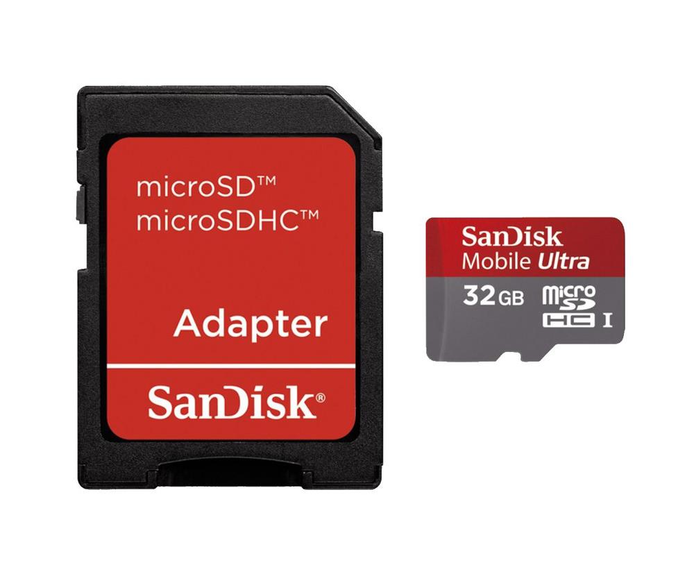 SDSDQY-032G-U46A SanDisk 32GB Mobile Ultra TransFlash MicroSDHC Class 6 UHS-I Memory Card with Adapter