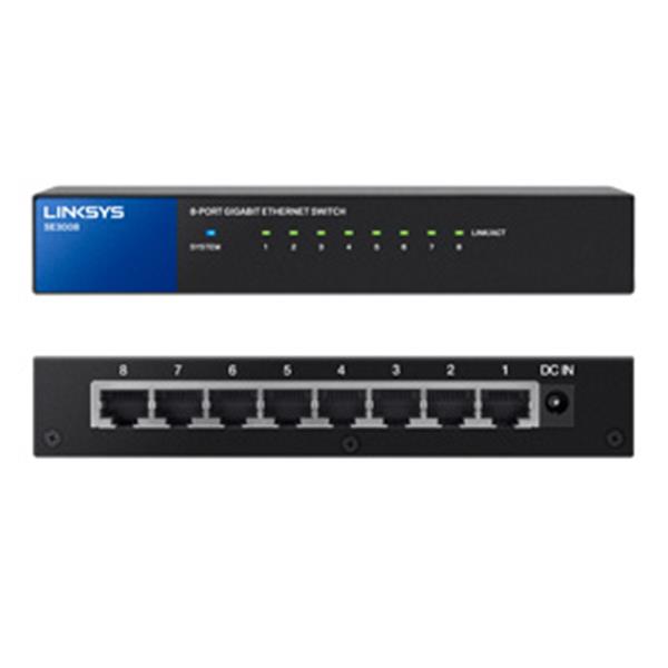 SE3008 Linksys 8-Ports Gigabit Ethernet Switch Metal Enclosure (Refurbished)