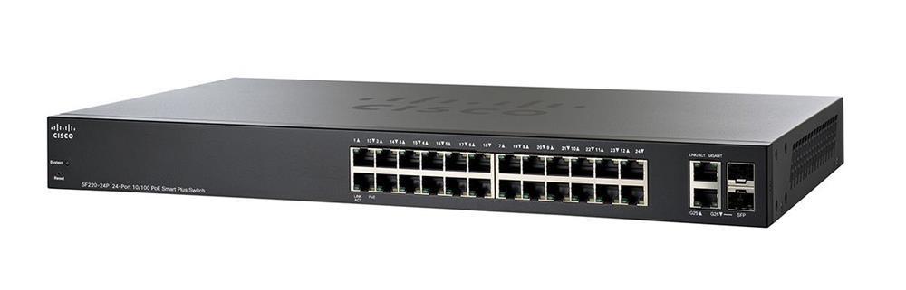 SF220-24P-K9-NA Cisco SF220-24P 24-Ports 10/100 PoE Smart Plus Switch (Refurbished)