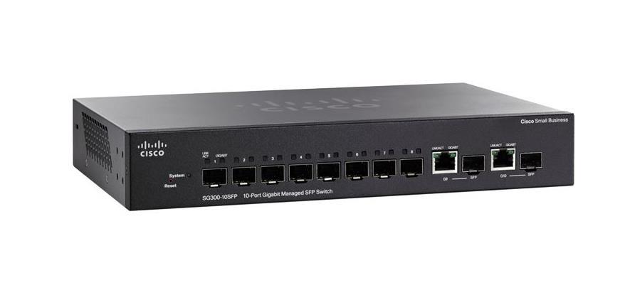 SG300-10SFPK9NA-RF Cisco SG300-10SFP 10-Ports 1000Base-X Rj-45 Manageable Layer3 Modular Switch with 10x Shared SFP Slots (Refurbished)
