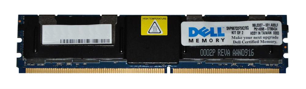 SNP667D2F5K2/8G Dell 8GB Kit (2 x 4GB) PC2-5300 DDR2-667MHz ECC Fully Buffered CL5 240-Pin DIMM Dual Rank Memory
