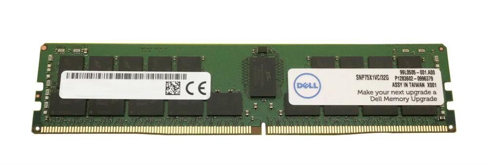 SNP75X1VC/32G Dell 32GB PC4-25600 DDR4-3200MHz Registered ECC CL22 288-Pin DIMM 1.2V Dual Rank Memory Module