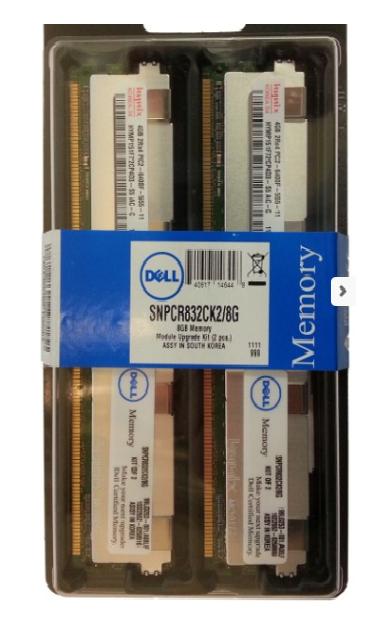 SNPCR832CK2/8G Dell 8GB Kit (2 X 4GB) PC2-6400 DDR2-800MHz ECC Fully Buffered CL5 240-Pin DIMM Dual Rank Memory