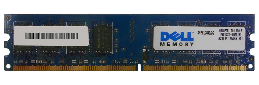 SNPKU354C/2G Dell 2GB PC2-5300 DDR2-667MHz non-ECC Unbuffered CL5 240-Pin DIMM Dual Rank Memory Module