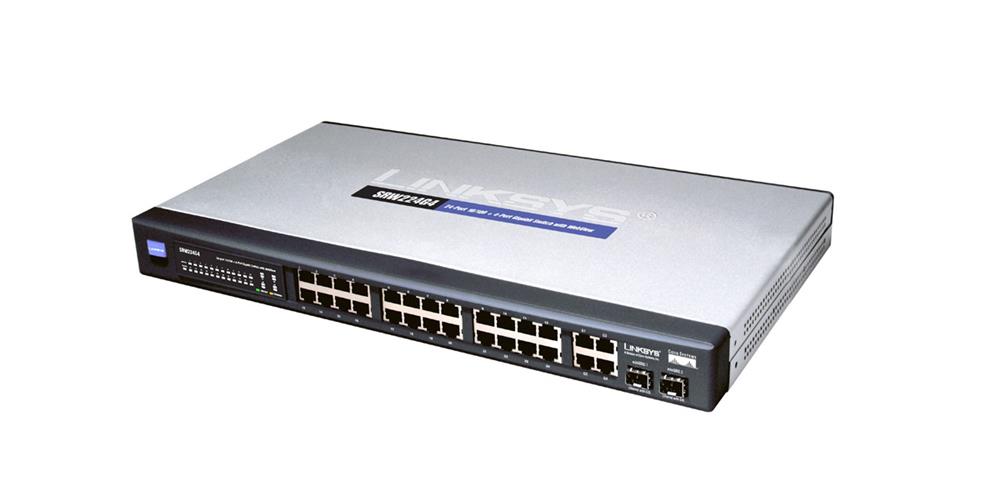 SRW224G4R Linksys 24-Ports 10/100 Plus 4-Ports RJ-45 Gigabit Switch With Webview (Refurbished)