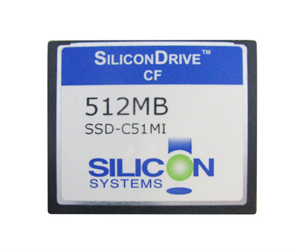 SSD-C51MI-3521 SiliconSystems SiliconDrive 512MB ATA/IDE (PATA) CompactFlash (CF) Type I Internal Solid State Drive (SSD) (Industrial Grade)