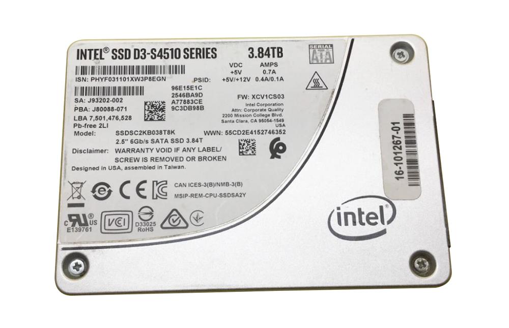 SSDSC2KB038T8K Intel D3-S4510 3.84TB SATA 6Gbps 2.5-inch Internal Solid State Drive (SSD)