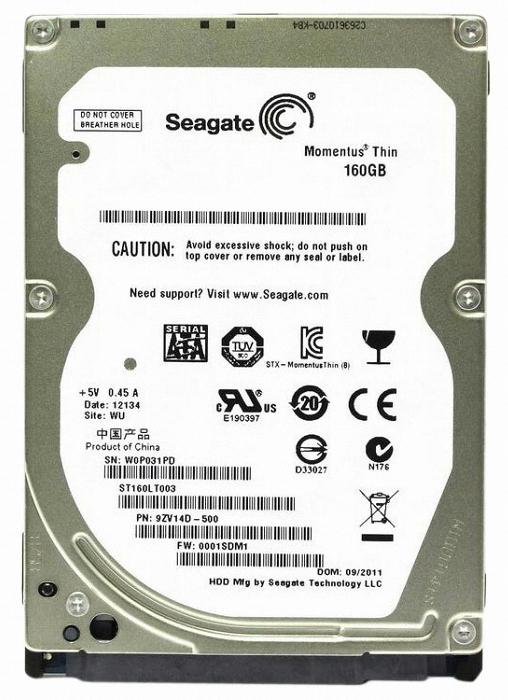 ST160LT003 Seagate Momentus Thin 160GB 5400RPM SATA 3Gbps 16MB Cache 2.5-inch Internal Hard Drive
