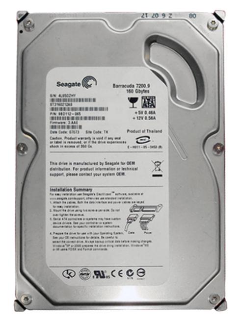 ST3160212AS Seagate Barracuda 7200.9 160GB 7200RPM SATA 3Gbps 2MB Cache 3.5-inch Internal Hard Drive