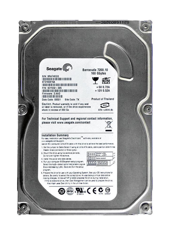 ST3160815A-25PK Seagate Barracuda 7200.10 160GB 7200RPM ATA-100 8MB Cache 3.5-inch Internal Hard Drive (25-Pack)