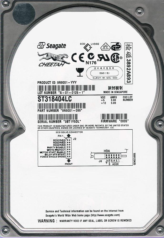 ST318404LC Seagate Cheetah 18XL 18.4GB 10000RPM Ultra-160 SCSI 80-Pin 4MB Cache 3.5-inch Internal Hard Drive
