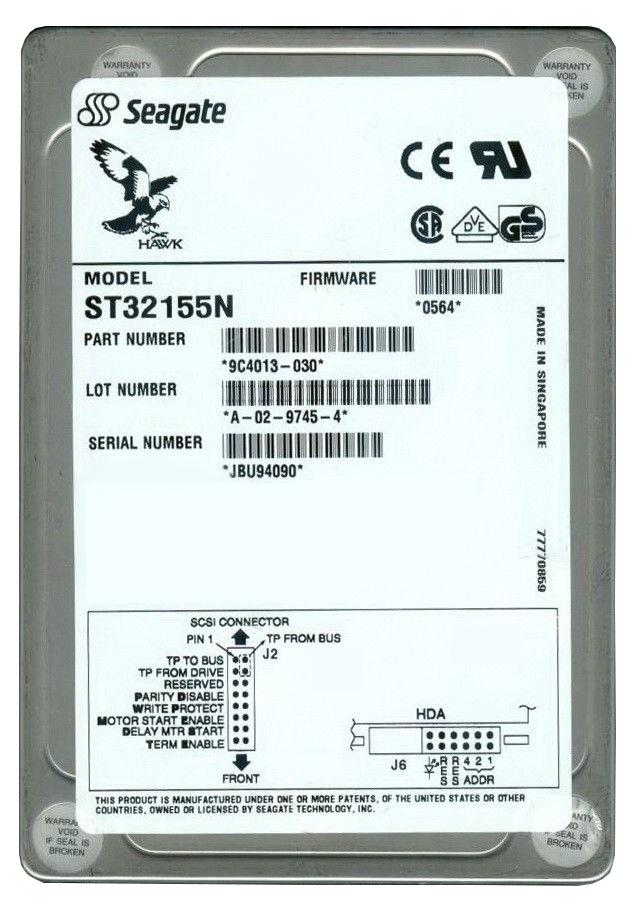 ST32155N Seagate Hawk 2XL 2.15GB 5400RPM Ultra SCSI 50-Pin 512KB Cache 3.5-inch Internal Hard Drive