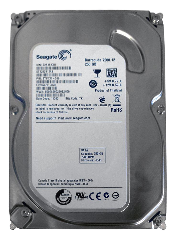 ST3250312AS Seagate Barracuda 250GB 7200RPM SATA 6Gbps 8MB Cache 3.5-inch Internal Hard Drive