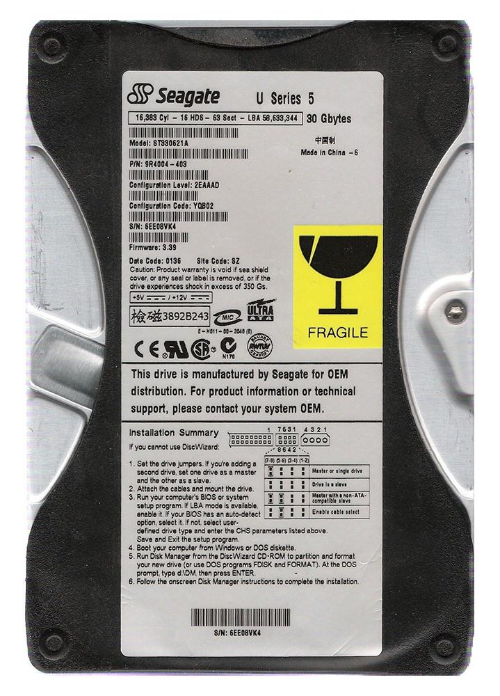 ST330621A Seagate U5 30.6GB 5400RPM ATA-100 1MB Cache 3.5-inch Internal Hard Drive