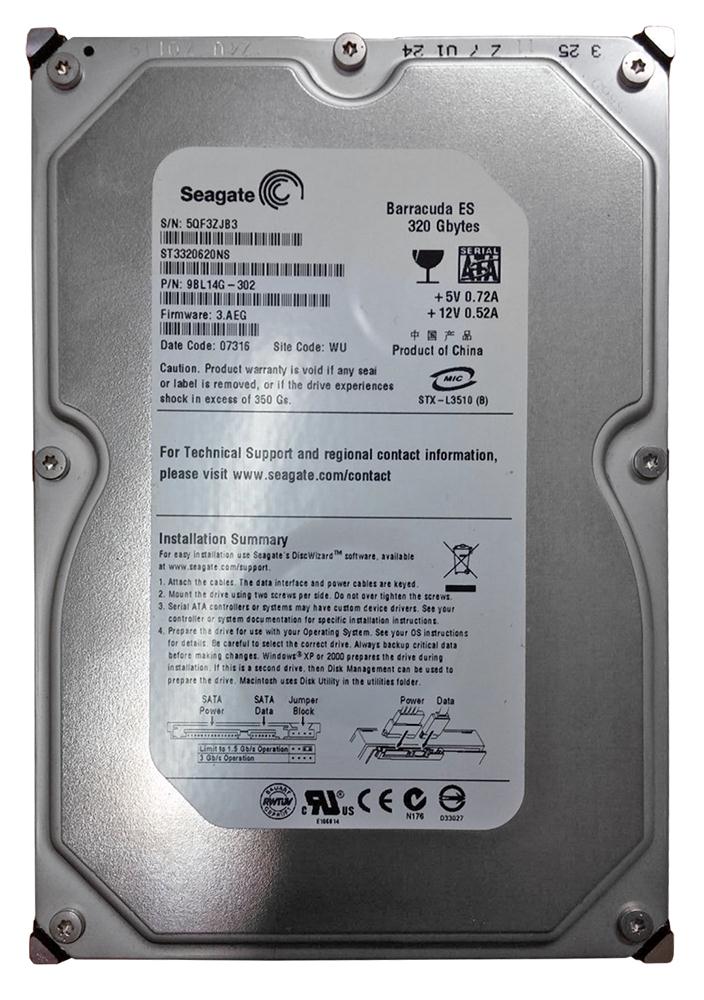 ST3320620NS Seagate Barracuda ES 320GB 7200RPM SATA 3Gbps 16MB Cache 3.5-inch Internal Hard Drive