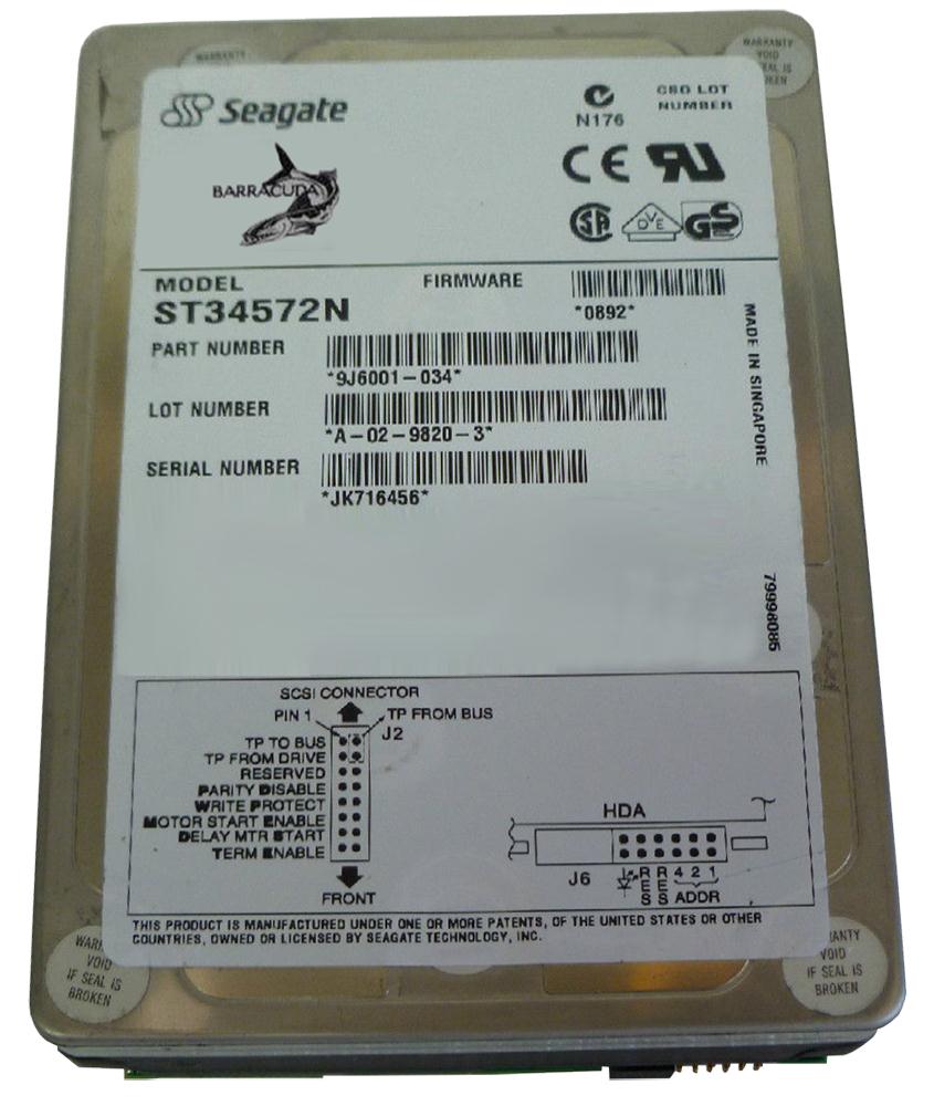 ST34572N Seagate Barracuda 4XL 4.5GB 7200RPM Ultra SCSI 50-Pin 512KB Cache 3.5-inch Internal Hard Drive
