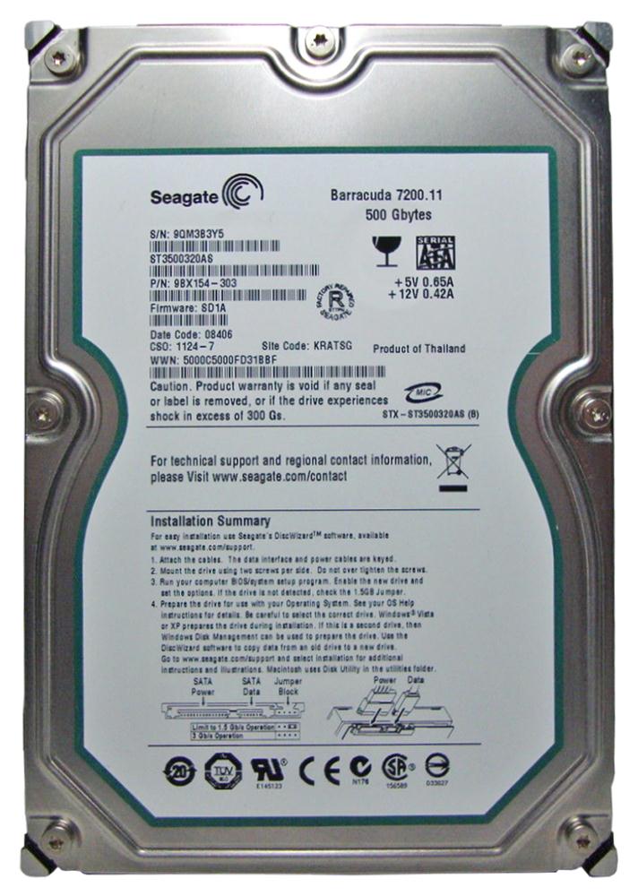 ST3500320AS Seagate Barracuda 7200.11 500GB 7200RPM SATA 3Gbps 32MB Cache 3.5-inch Internal Hard Drive