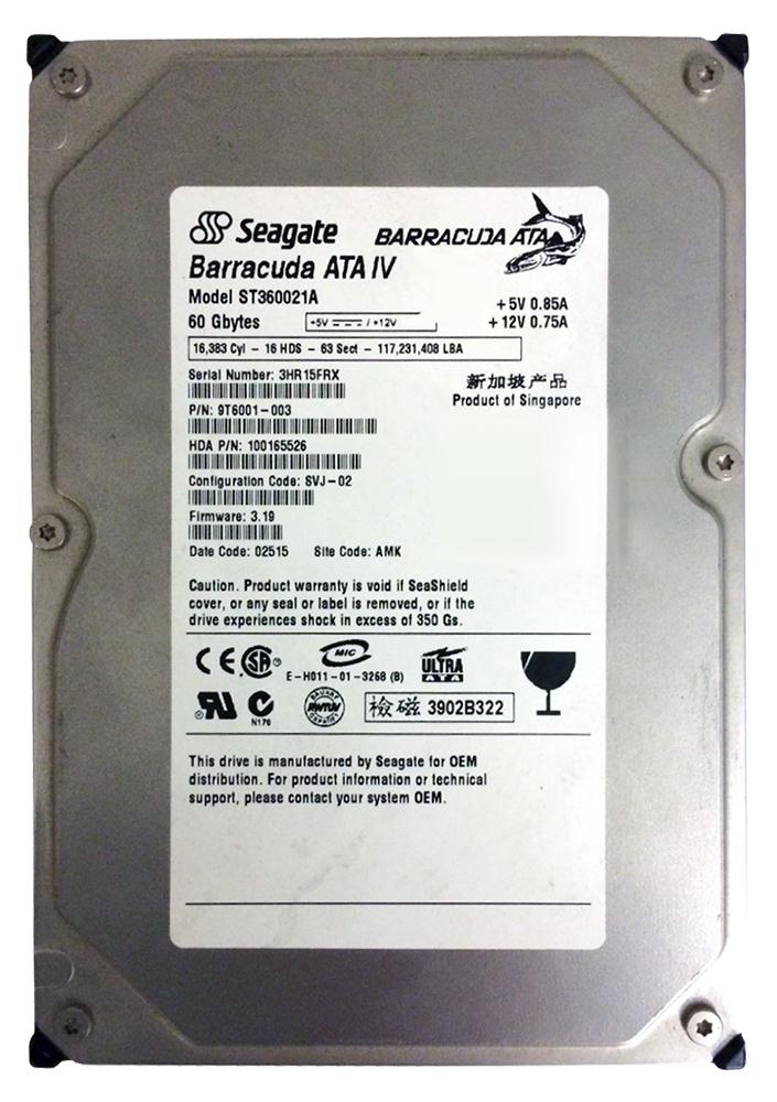 ST360021A Seagate Barracuda ATA IV 60GB 7200RPM ATA-100 2MB Cache 3.5-inch Internal Hard Drive