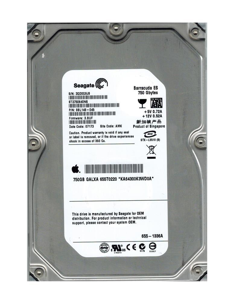 ST3750640NS-CML Seagate Barracuda ES 750GB 7200RPM SATA 3Gbps 16MB Cache 3.5-inch Internal Hard Drive