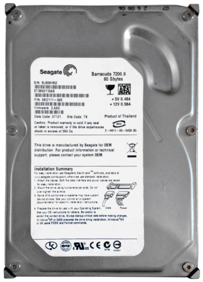 ST3802110AS Seagate Barracuda 7200.9 80GB 7200RPM SATA 3Gbps 2MB Cache 3.5-inch Internal Hard Drive