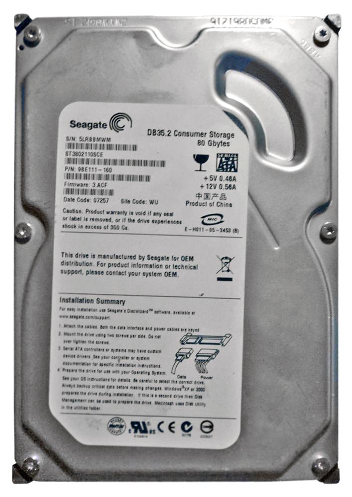 ST3802110SCE Seagate DB35 Series 80GB 7200RPM SATA 3Gbps 2MB Cache 3.5-inch Internal Hard Drive