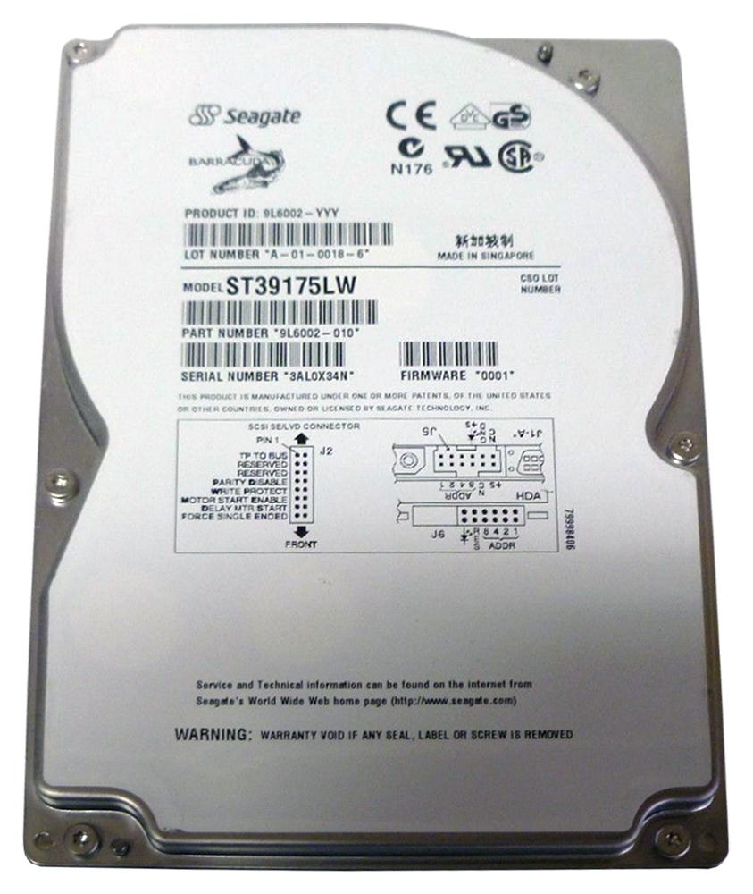 ST39175LW Seagate Barracuda 18LP 9GB 7200RPM Ultra2 Wide SCSI 68-Pin 1MB Cache 3.5-inch Internal Hard Drive