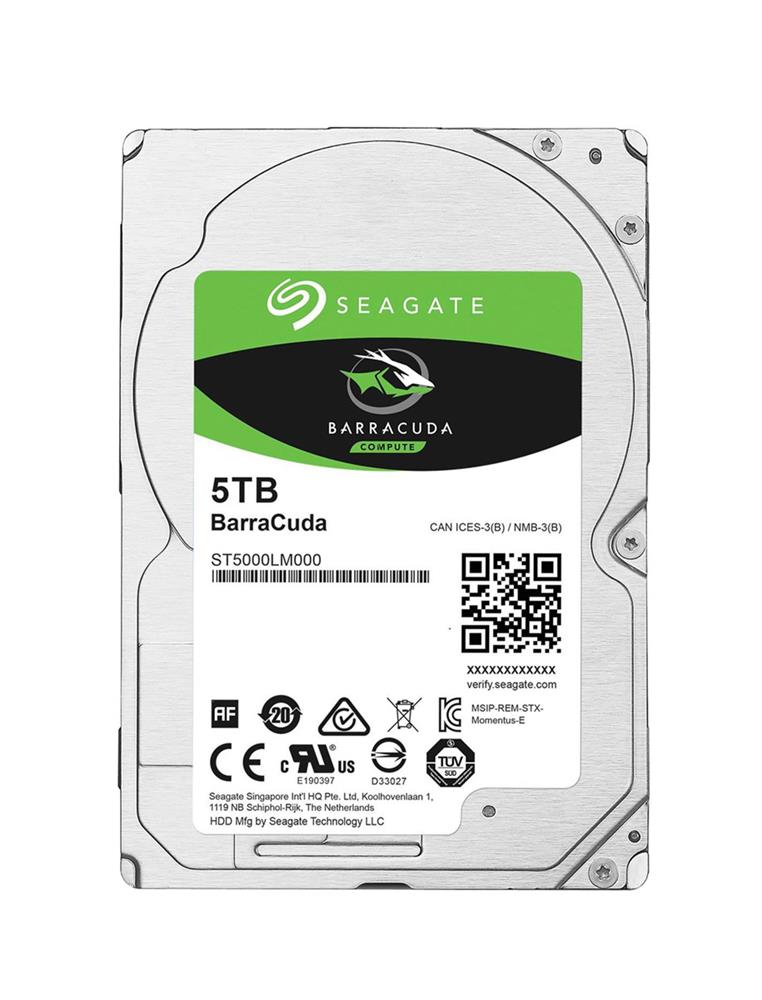 ST5000LM000 Seagate BarraCuda 5TB 5400RPM SATA 6Gbps 128MB Cache (512e) 2.5-inch Internal Hard Drive