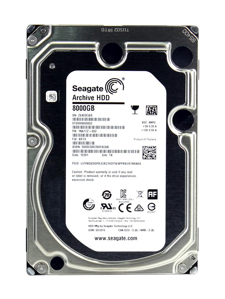 ST8000AS0002 Seagate Archive 8TB 5900RPM SATA 6Gbps 128MB Cache (512e) 3.5-inch Internal Hard Drive
