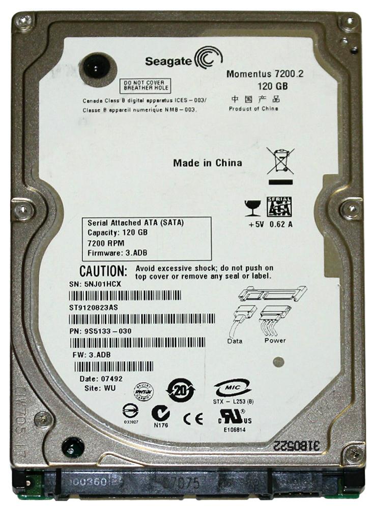 ST9120823AS Seagate Momentus 7200.2 120GB 7200RPM SATA 3Gbps 8MB Cache 2.5-inch Internal Hard Drive