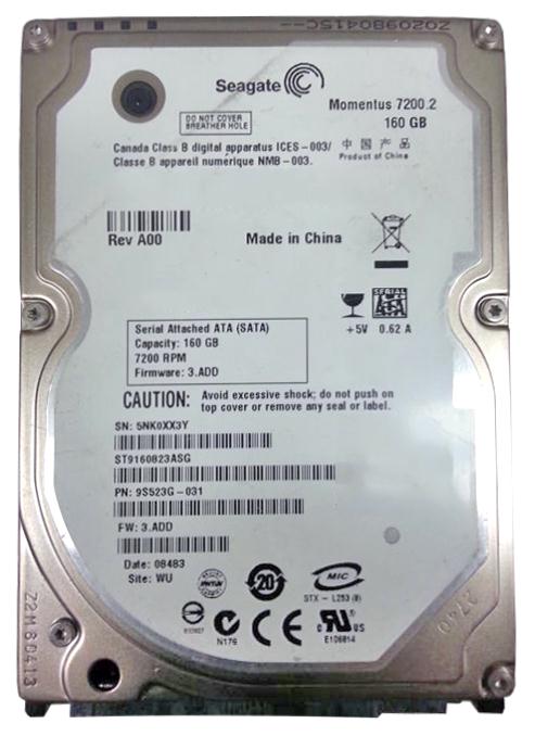 ST9160823ASG Seagate Momentus 7200.2 160GB 7200RPM SATA 3Gbps 8MB Cache 2.5-inch Internal Hard Drive
