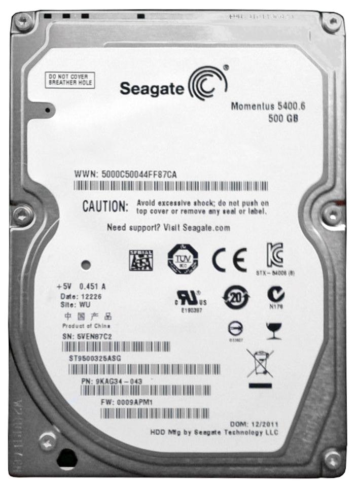 ST9500325ASG Seagate Momentus 5400.6 500GB 5400RPM SATA 3Gbps 8MB Cache 2.5-inch Internal Hard Drive