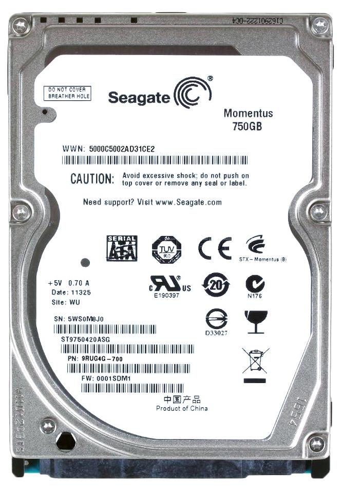 ST9750420ASG Seagate Momentus 750GB 7200RPM SATA 3Gbps 16MB Cache 2.5-inch Internal Hard Drive