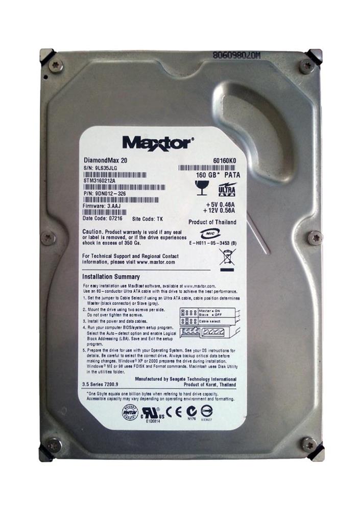 STM3160212A-20PK Seagate DiamondMax 20 160GB 7200RPM ATA-100 2MB Cache 3.5-inch Internal Hard Drive (20-Pack)