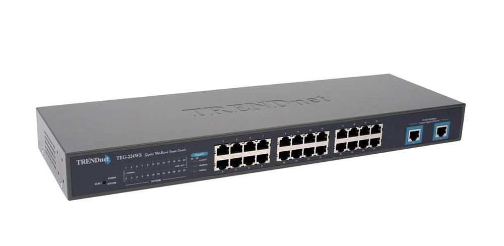 TEG-240WS TRENDnet 24-Ports RJ-45 10/100/1000Mbps Gigabit Web-Based Smart Switch Rack-Mountable (Refurbished)