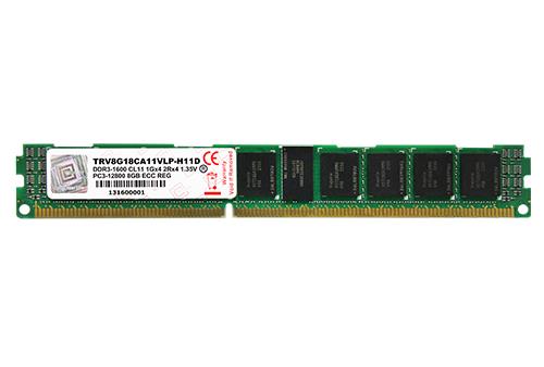 TRV8G18CA11VLP-H11D V-Color 8GB PC3-12800 DDR3-1600MHz ECC Registered CL11 240-Pin DIMM 1.35V Low Voltage Very Low Profile (VLP) Dual Rank Memory Module