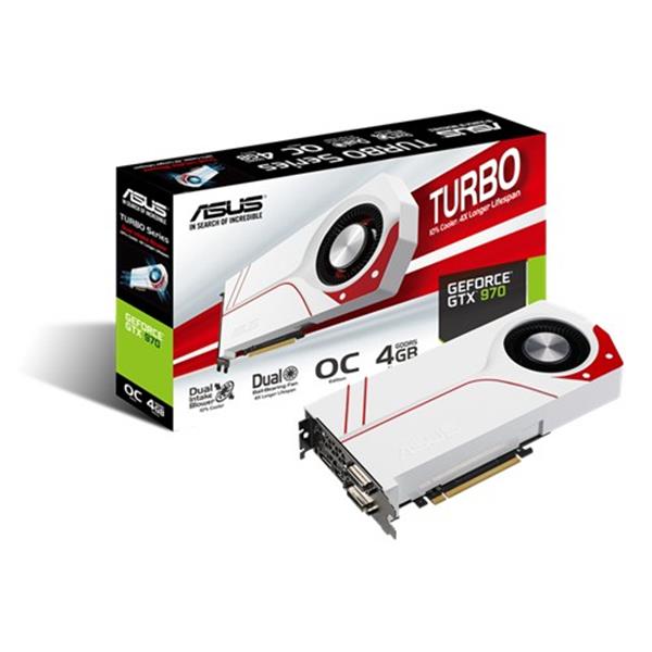 TURBO-GTX970-OC-4GD5 ASUS NVidia GeForce GTX 970 4GB GDDR5 256-Bit 2x DVI/HDMI/DisplayPort PCI Express 3.0 Video Graphics Card