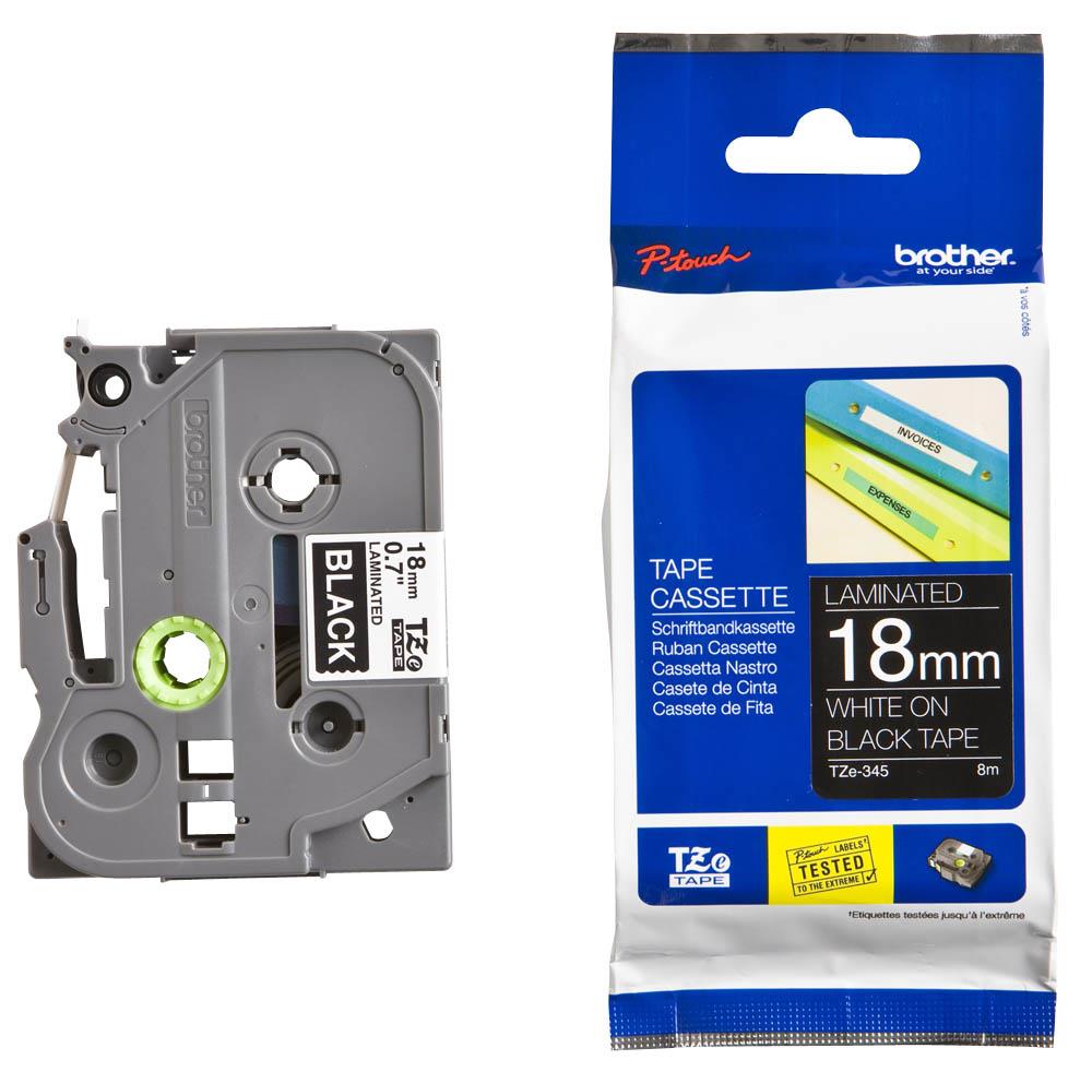 TZE345-B2 Brother Ptouch Tape 3/4in Wht/blk Laminated (Refurbished)