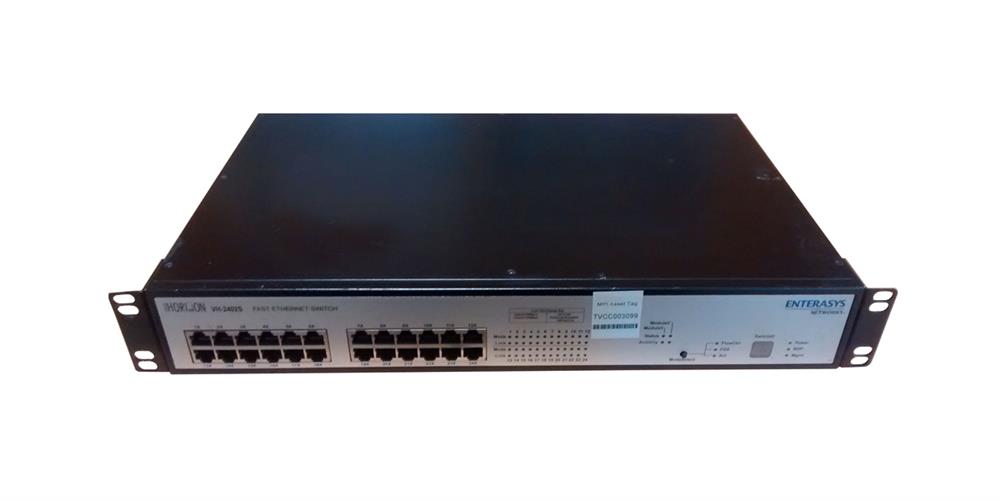 VH-2402S2 Enterasys Networks Fast Ethernet stackable Switch with 24 RJ-45 10/100TX-Port s 2 rear option slots and modular mgt interface One mgt module is requi (Refurbished)