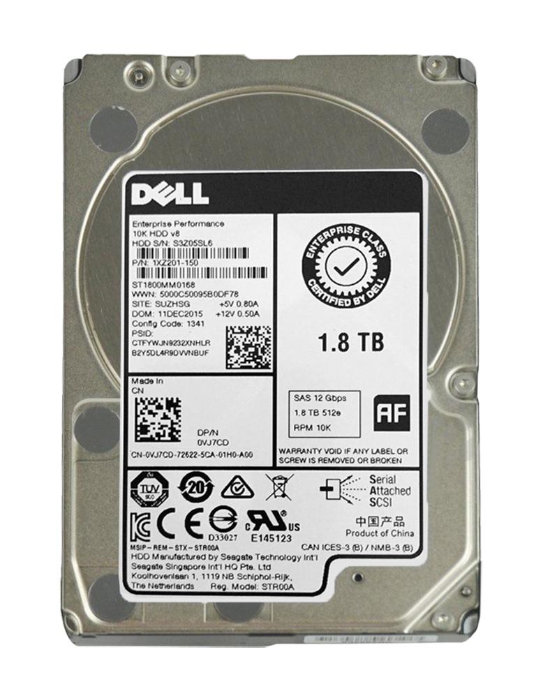 VJ7CD Dell 1.8TB 10000RPM SAS 12Gbps 128MB Cache (512e) 2.5-inch Internal Hard Drive for PowerVault MD1420 MD3420