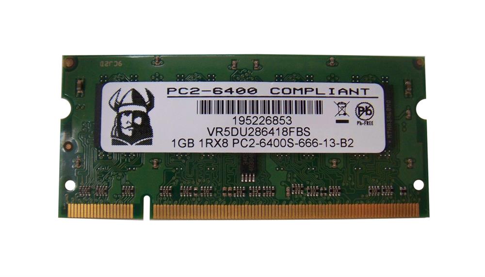 VR5DU286418FBS Viking 1GB PC2-4200 DDR2-533MHz non-ECC Unbuffered CL4 200-Pin SoDimm Single Rank Memory Module