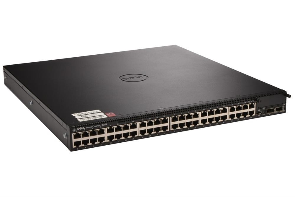 VTWN8 Dell PowerConnect 8164F 48-Ports 10Gb SFP+ (10Gb/1Gb) ports + dual QSFP+ 40GbE (Refurbished)