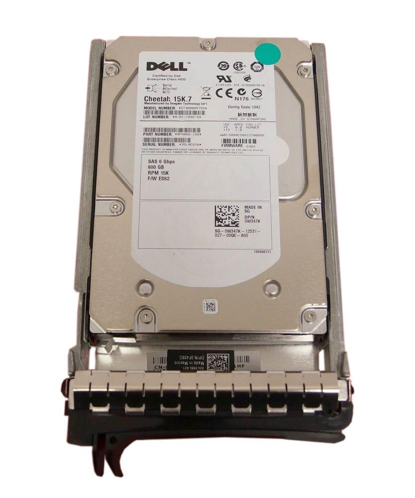 W347K Dell 600GB 15000RPM SAS 6Gbps Hot Swap 16MB Cache 3.5-inch Internal Hard Drive