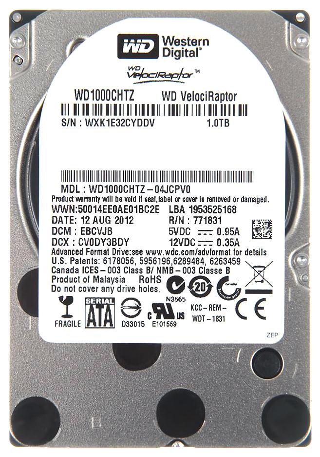 WD1000CHTZ-04JCPV0 Western Digital VelociRaptor 1TB 10000RPM SATA 6Gbps 64MB Cache 2.5-inch Internal Hard Drive