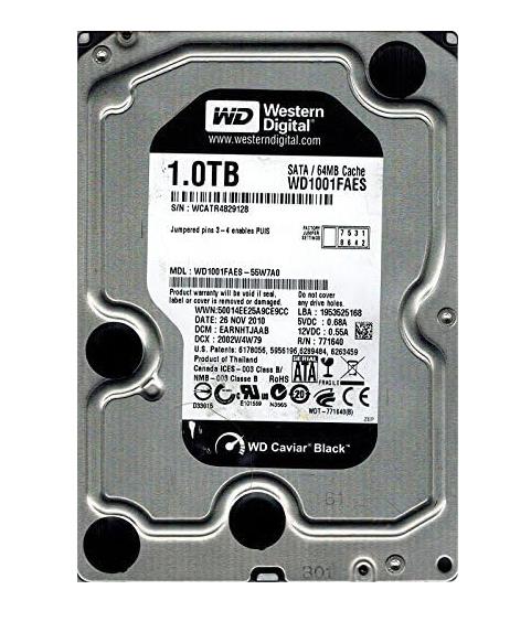 WD1001FAES-55W7AO Western Digital Caviar Black 1TB 7200RPM SATA 3Gbps 64MB Cache 3.5-inch Internal Hard Drive