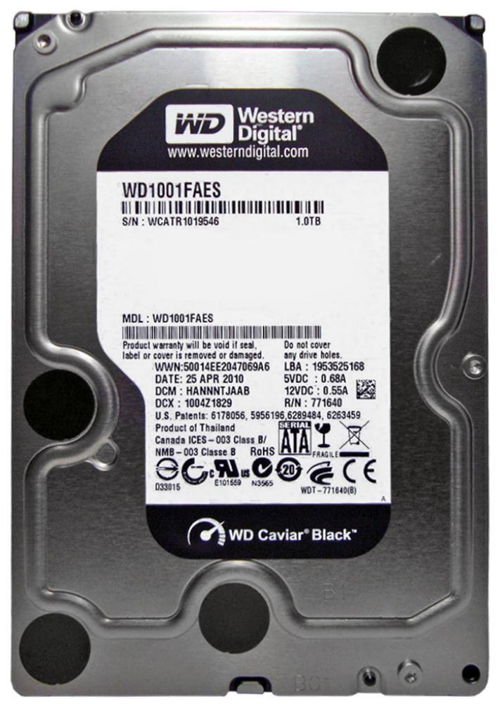 WD1001FAES-OOW7AO Western Digital Caviar Black 1TB 7200RPM SATA 3Gbps 64MB Cache 3.5-inch Internal Hard Drive