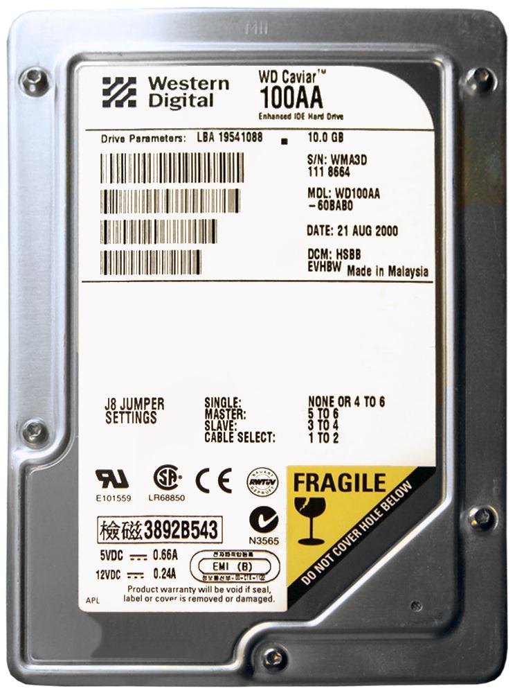 WD100AA Western Digital Caviar 10GB 5400RPM ATA-66 2MB Cache 3.5-inch Internal Hard Drive