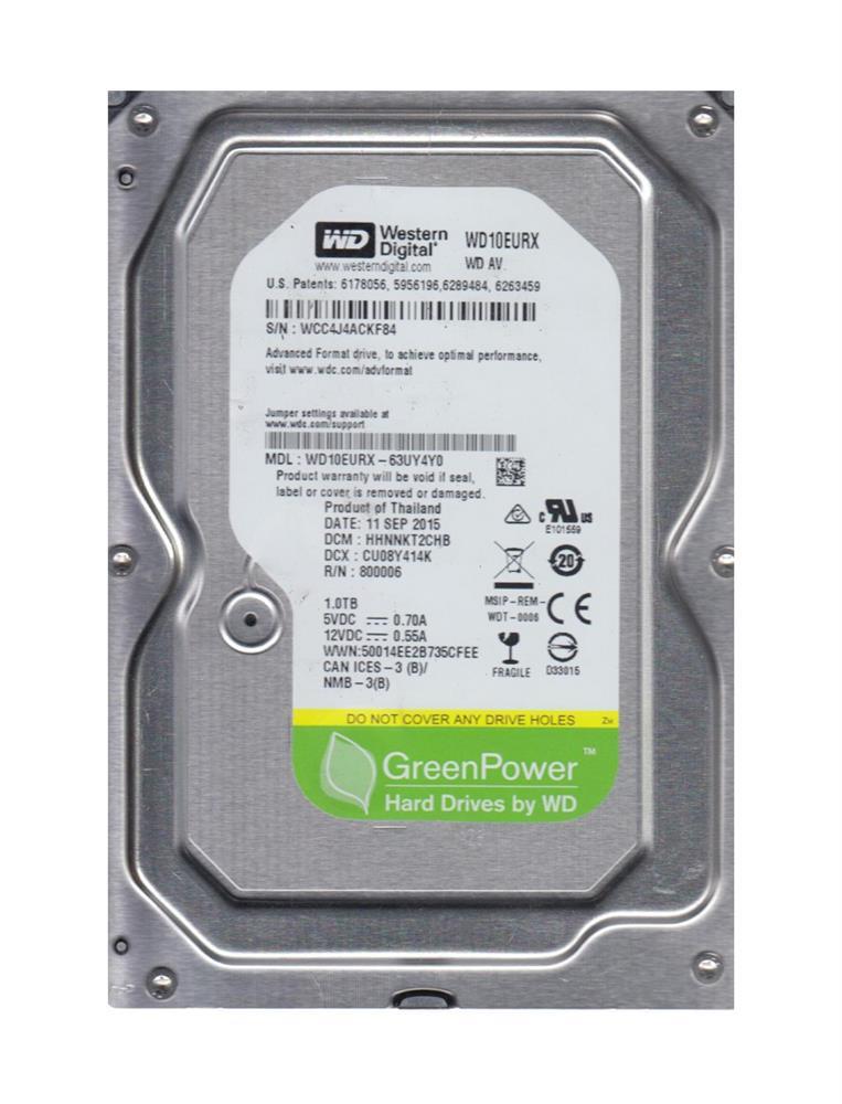 WD10EURX-63UY4YO Western Digital AV-GP 1TB 5400RPM SATA 6Gbps 64MB Cache 3.5-inch Internal Hard Drive